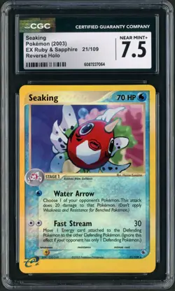 2003 Pokemon EX Ruby & Sapphire Seaking Reverse Holo 21/109 CGC 7.5 - Image 1