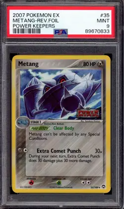 2007 Pokemon EX Power Keepers Metang-Reverse Foil #35 PSA 9 MINT - Image 1