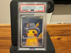 2023 Pokemon SVP EN PIKACHU Grey Felt Hat Pokemon X Van Gogh #085 PSA 10 - Image 1