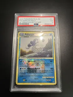 Pokemon Poliwrath Quappo Unleashed Staff Promo 21/95 HGSS League PSA 5 Rare - Image 2