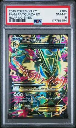 2015 POKEMON XY ROARING SKIES #105 FULL ART/M RAYQUAZA EX PSA 8 - Image 1