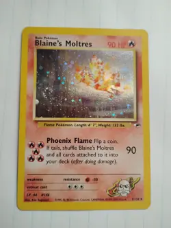 Blaine's Moltres 001/132 Gym Heroes Holo Rare 2000 Basic 90 HP Pokemon TCG Card - Image 1