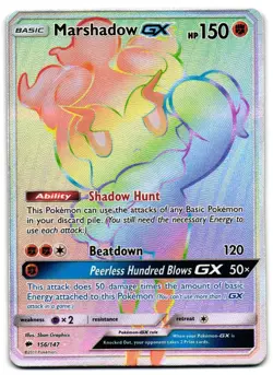 Marshadow GX 156/147 - Burning Shadows Rare Rainbow Pokemon TCG - MP Card - Image 1