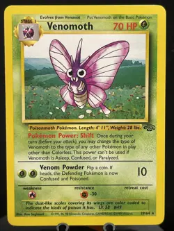 Pokemon Venomoth #29/64 Non-Holo Rare - 1999 Jungle Unlimited - LP to NM Cond. - Image 1