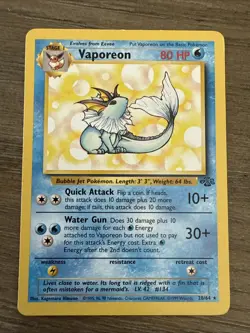 Pokemon TCG Vaporeon Jungle 28/64 Rare 1999 Wizards Base Set Non-Holo NM - Image 1