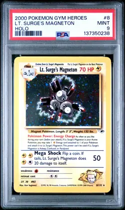 2000 POKEMON GYM HEROES HOLO #8 LT. SURGE'S MAGNETON PSA 9 - Image 1