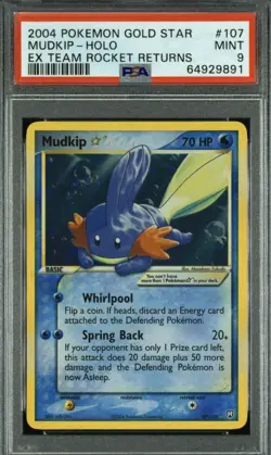 Pokemon Mudkip Gold Star 107/109 EX Team Rocket Returns Holo PSA 9 Card - Image 2
