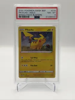 Pikachu SWSH039 SWSH: Sword & Shield Promo Cards Holo PSA 8 - Image 1