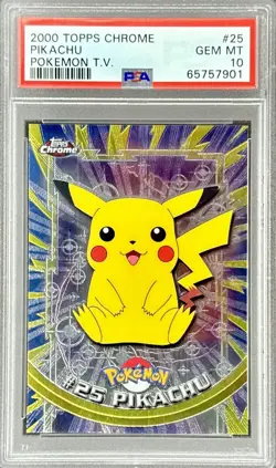 2000 TOPPS CHROME #25 PIKACHU POKEMON T.V. GEM MT PSA 10 - Image 1