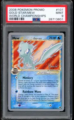 2008 Pokemon Mew Gold Star World Championships Promo #101 PSA 9 MINT - Image 1