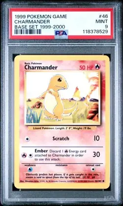 1999 POKEMON GAME 46 CHARMANDER BASE SET 1999-2000 PSA 9 MINT - Image 1