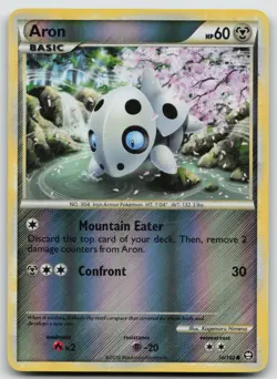 2010 Pokemon TCG HGSS Triumphant Aron Reverse Holo Rare 56/102 LP 56/102 - Image 1