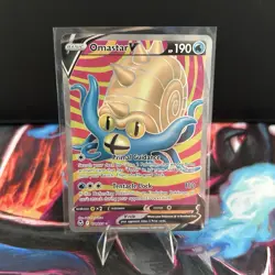 Pokemon Card Omastar V 174/195 Silver Tempest Full Art Holo Ultra Rare NM - Image 1