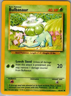 Bulbasaur 44/102 Non Holo Base Set - Pokemon Card - NM - Image 1