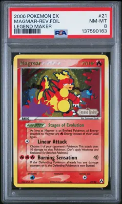 2006 POKEMON EX LEGEND MAKER #21 MAGMAR-REVERSE FOIL PSA 8 - Image 1