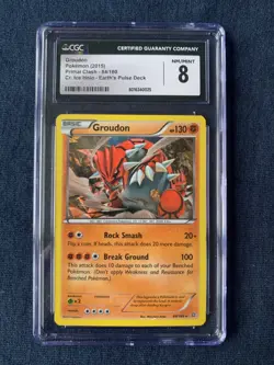 Groudon 84/160 Pokemon Primal Clash 2015 Cracked Ice Holo CGC Graded 8 NM/Mint - Image 1