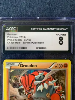 Groudon 84/160 Pokemon Primal Clash 2015 Cracked Ice Holo CGC Graded 8 NM/Mint - Image 3