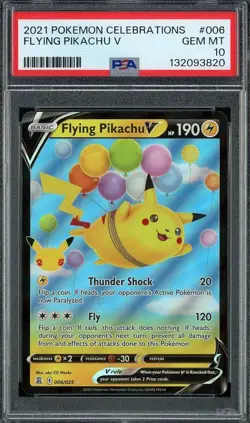 2021 Pokemon Celebrations 006/025 FLYING PIKACHU V PSA 10 Gem Mint - Image 1