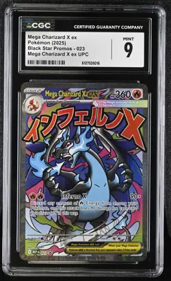 CGC 9 MINT Mega Charizard X ex MEP 023 UPC Black Star PROMO Pokemon Card - Image 1