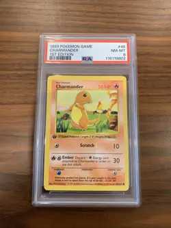 1999 Pokemon Charmander 46/102 Base Set 1st Edition PSA 8 - Image 1