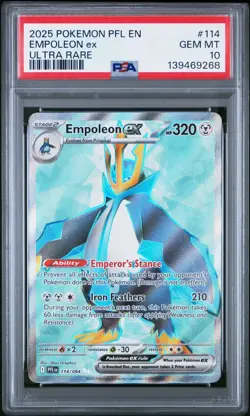 2025 POKEMON PFL EN-PHANTASMAL FLAMES ULTRA RARE #114 EMPOLEON EX PSA 10 - Image 1