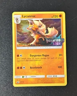 Lycanroc SM118 STAFF Pre Release Promo Forbidden Light Pokemon Card NM - Image 1