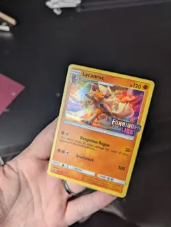 Lycanroc SM118 STAFF Pre Release Promo Forbidden Light Pokemon Card NM - Image 4