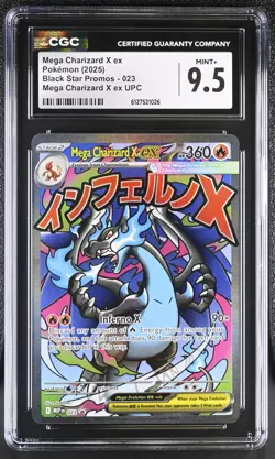 CGC 9.5 MINT+ Mega Charizard X ex MEP 023 UPC Black Star PROMO Pokemon Card - Image 1