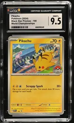 2023-25 Pokemon SV Black Star Promos Pikachu World Championships #190 CGC 9.5 - Image 1