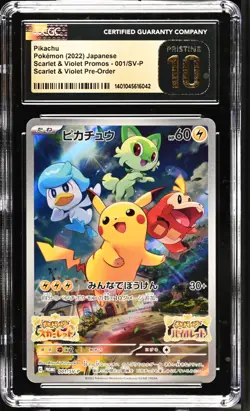 CGC 10 PRISTINE Pikachu 001/SV-P PROMO Scarlet Violet Pre Order Japanese Pokemon - Image 1