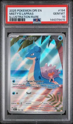 2025 POKEMON DRI EN-DESTINED RIVALS ILLUSTRATION RARE #194 MISTY'S LAPRAS PSA 10 - Image 1