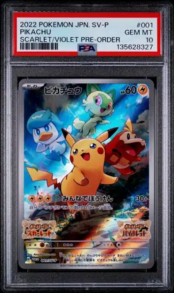PSA 10 GEM MINT Pikachu 001/SV-P PROMO Scarlet Violet Pre Order Japanese Pokemon - Image 1