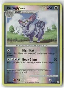 Pokemon Purugly 36/130 Reverse Holo Diamond and Pearl Rare - Image 1