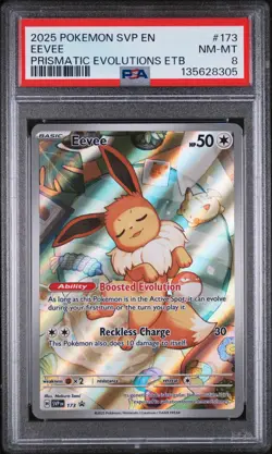 PSA 8 NM-MINT Eevee 173/SVP Black Star PROMO Prismatic Evolutions ETB Pokemon - Image 1