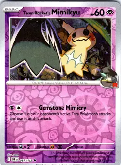 Pokemon Team Rocket's Mimikyu SV10: Destined Rivals DRI REVERSE HOLO 087/182 NM - Image 1