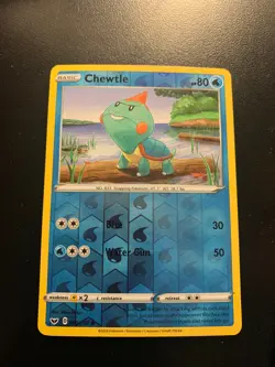 Pokemon TCG Chewtle Common Pattern Reverse Holo Sword & Shield Base 060/202 - Image 1