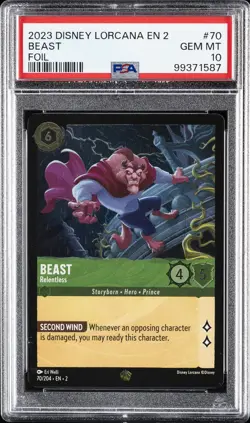 2023 DISNEY LORCANA EN 2-RISE OF THE FLOODBORN FOIL BEAST - RELENTLESS PSA 10 - Image 1