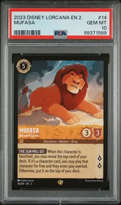 2023 DISNEY LORCANA EN 2-RISE OF THE FLOODBORN MUFASA - BETRAYED LEADER PSA 10 - Image 1