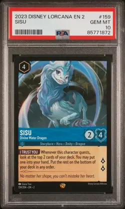 2023 DISNEY LORCANA EN 2-RISE OF THE FLOODBORN SISU - DIVINE WATER DRAGON PSA 10 - Image 1