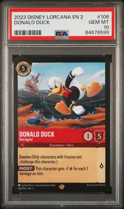 2023 DISNEY LORCANA EN 2-RISE OF THE FLOODBORN DONALD DUCK - NOT AGAIN! PSA 10 - Image 1