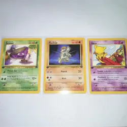 Pokemon TCG 1st Ed Team Rocket Grimer 57/82, Machop 59/82, Abra 49/82 Card Lot - Image 1