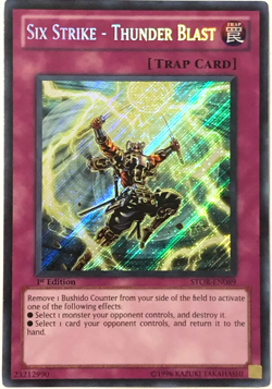 Six Strike - Thunder Blast - STOR-EN089 SECRET RARE 1st Edition YuGiOh TCG Card - Image 1