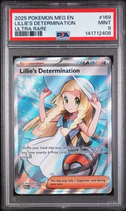 2025 POKEMON MEG EN-MEGA EVOLUTION ULTRA RARE #169 LILLIE'S DETERMINATION PSA 9 - Image 1