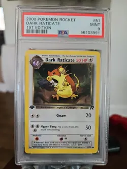 Pokemon Dark Raticate 1st Edition #51/82 PSA 9 Mint 2000 - Image 1