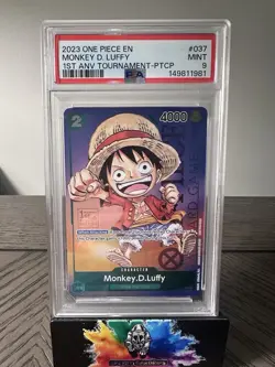 2023 Monkey.D.Luffy 1st Anniversary Tournament P-037 One Piece Promo PSA9 EN - Image 1
