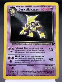 Dark Alakazam 1/82 - Holo Rare - Team Rocket Pokemon Card HEAVY PLAY - Image 1