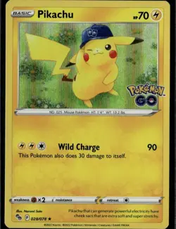 Pikachu (28) Holo Rare Pokemon GO 028/078 Lightning Holo Pokemon Card - Image 1