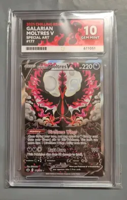 Pokemon TCG Galarian Moltres V Sword Shield Chilling Reign 177 Pokemon Ace 10 - Image 1