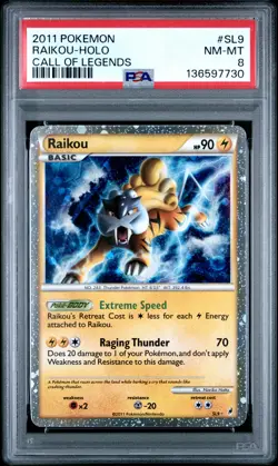 2011 POKEMON CALL OF LEGENDS #SL9 RAIKOU-HOLO PSA 8 - Image 1