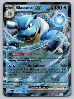 Pokemon TCG Blastoise ex Scarlet & Violet-151 009/165 Holo Double Rare NM - Image 1